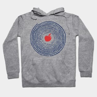 Blue Spiral with Red Apple Hoodie